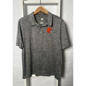 Cleveland Browns NFL Team Apparel Mens XL Gray Black Polo Style Short Sleeve Log